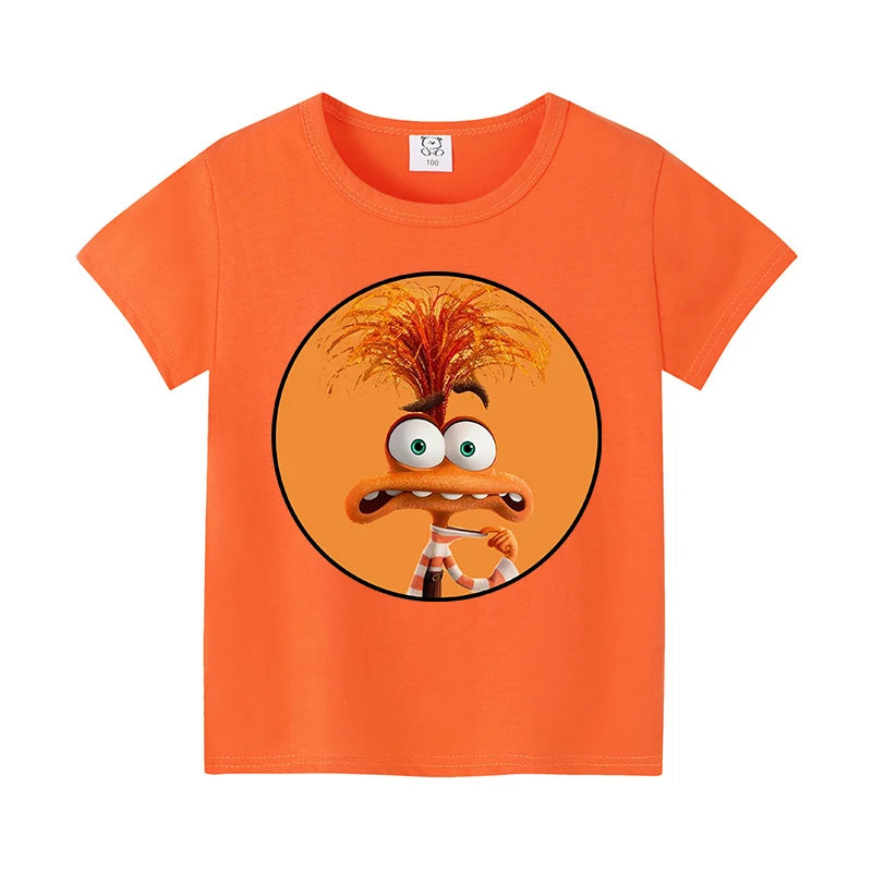 Inside Out 2 Joy Sadness Girls Boys Child T Shirt Clothes Tops Children's Clothing Summer Cute Short Sleeve Tee Kids Gift