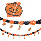 Halloween Paper Banner Spider Pumpkin Ghost Bat Paper Chain Halloween Decoration Garland Banner Paper Pull Flower Party Supplies