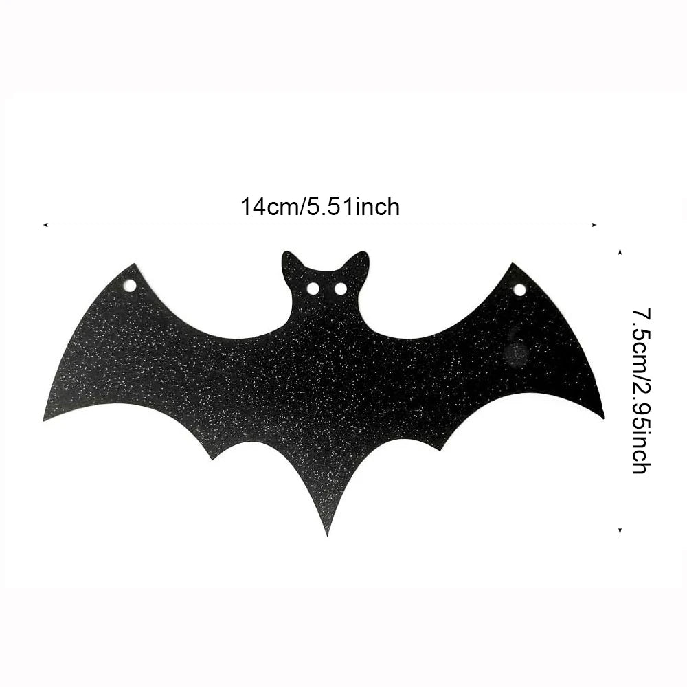 Runtowo 1set Paper Bat Banner ,Halloween Hanging Garland ,Happy Halloween Flag Party Decorations