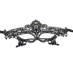 Black Lace Masquerade Eye Mask Hollow Out Venetian Mask Adjustable Ribbon Tie Halloween Carnival Party Cosplay Costume Accessory
