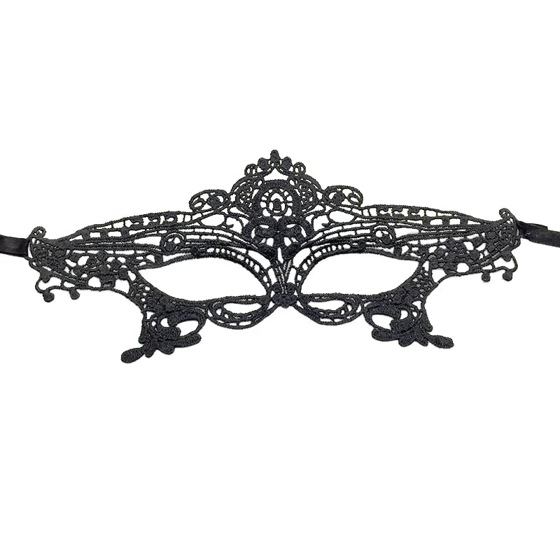 Black Lace Masquerade Eye Mask Hollow Out Venetian Mask Adjustable Ribbon Tie Halloween Carnival Party Cosplay Costume Accessory