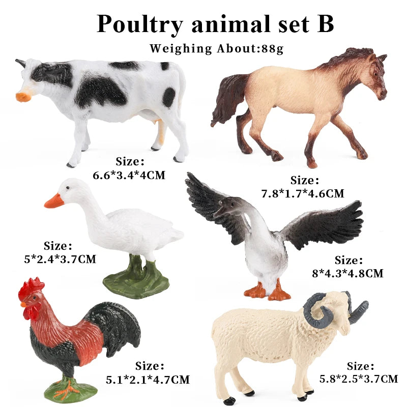 Oenux Mini Wild Forest Animals Insect Dinosaur Model Owl Fox Squirrel Hedgehog Fox Frog Figurines Cake Toppers Kid Toy Gift