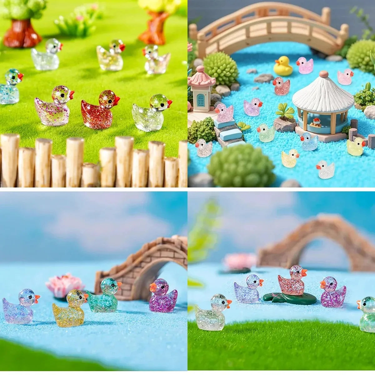 ~Glitter Miniature Resin Duck Mini Tiny Ducks for DIY Garden Micro Landscape Aquarium Potted Dollhouse Decoration Decor
