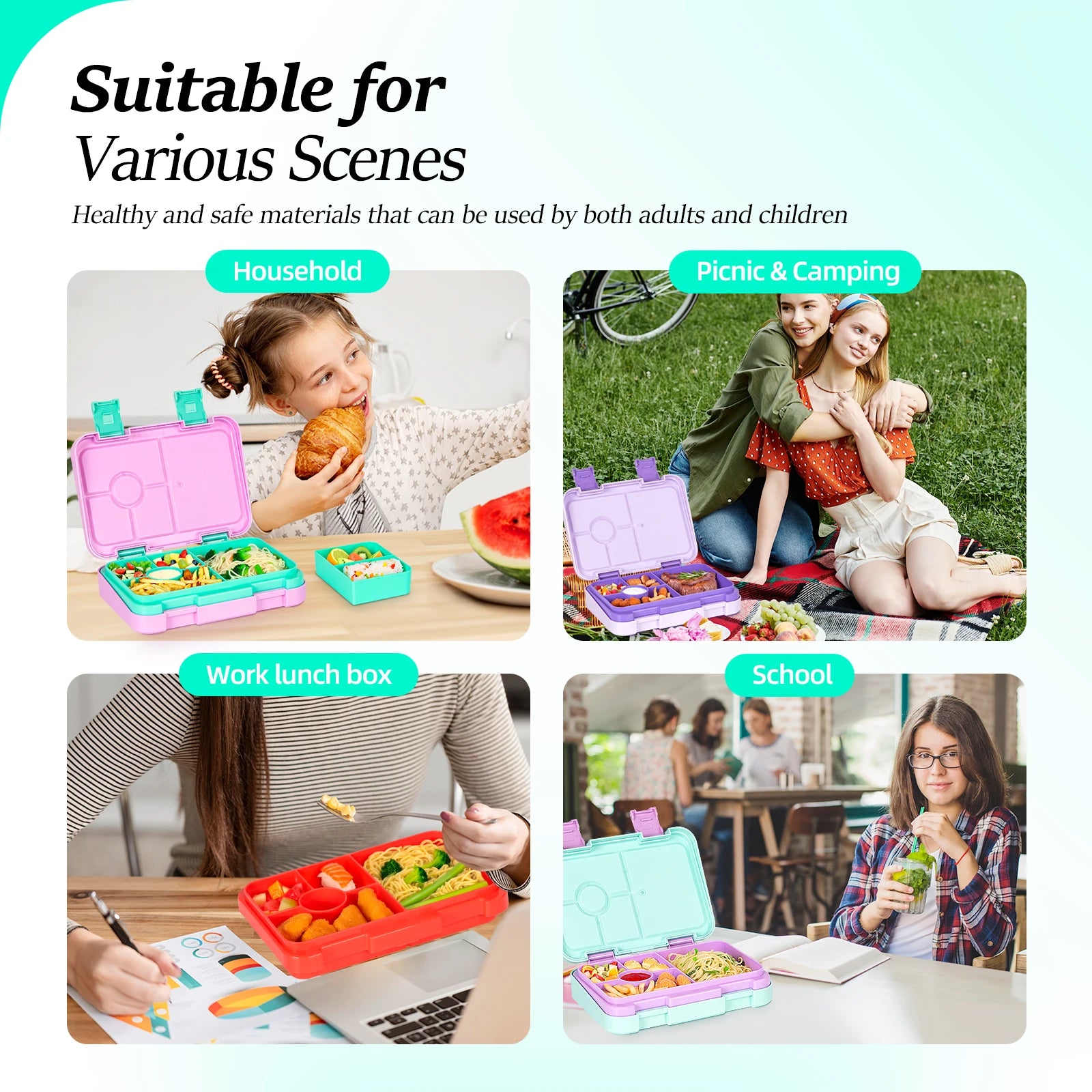 Adorable Kids Lunch Box Student Microwave Safe Travel Bento Box Halloween Container Portable Leak Proof Fruit Salad Bento Box
