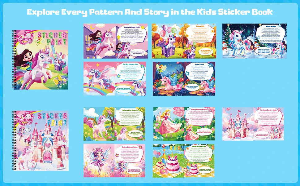 1/2PCS CutteeyFyry Sticker Book By Number Unicorn Stickers Paint Book For Kids Paint by Number Sticker Book Keep Kids Busy