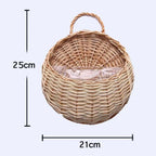 Hand Made Wicker Rattan Flower Planter Wall Hanging Wicker Rattam Basket Garden Vine Pot Plants Holder Garden Pots Wall Planter