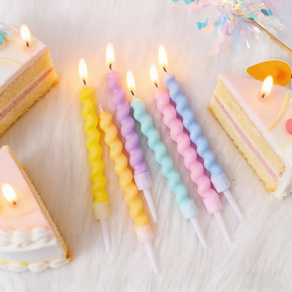 6/12/48pcs/1case Birthday Candles Spiral Cake Candles  Long Thin Cake Candles For Wedding Party And Cake Decoration