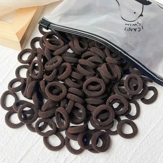 50/100Pcs Colorful Basic Nylon Ealstic Hair Ties for Girls Ponytail Hold Scrunchie Rubber Band Kid Fashion Hair Accessories