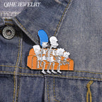 Animated Sitcom Punk Skull Brooch Enamel Pins Funny Cartoon Metal Brooches Backpack Lapel Badges Accessories Gift for Friends