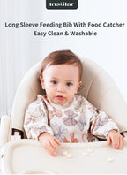 New Children Feeding Aprons Long Sleeve Baby Bib with Pocket Full Cover Baby Bibs with Pocket Waterproof Long Sleeve Bibs
