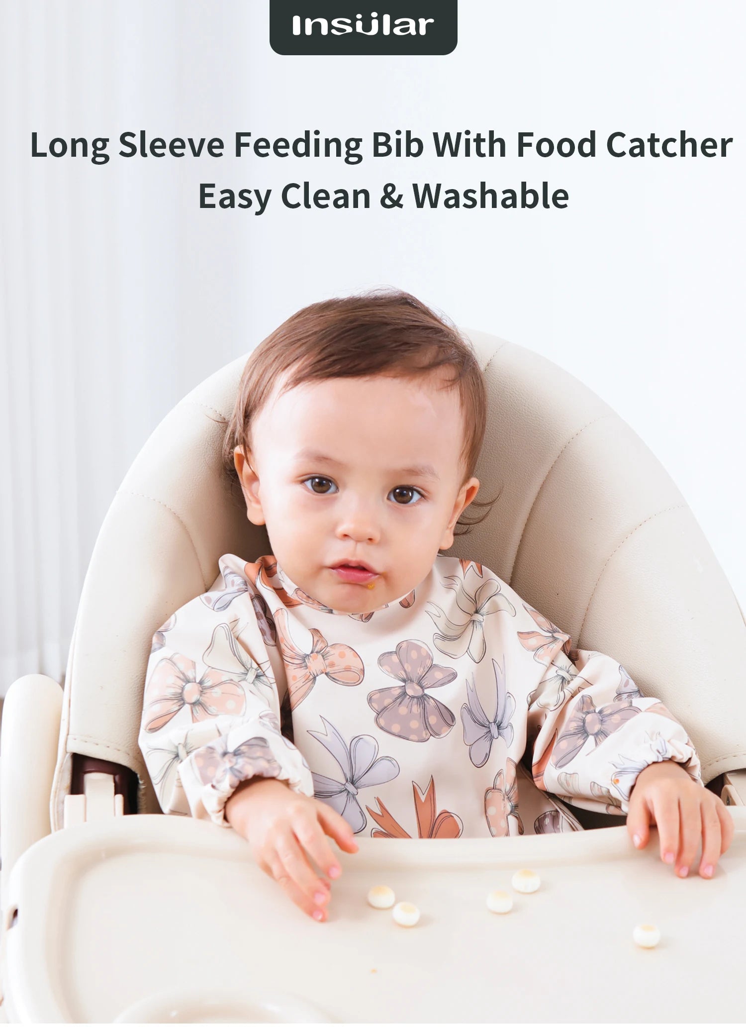 New Children Feeding Aprons Long Sleeve Baby Bib with Pocket Full Cover Baby Bibs with Pocket Waterproof Long Sleeve Bibs