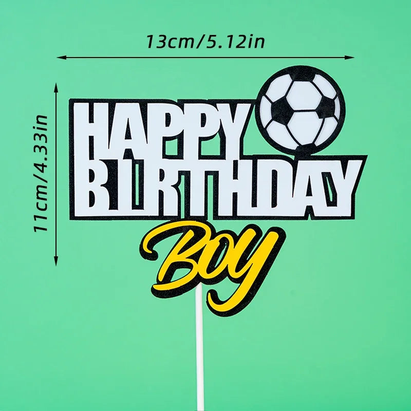 Football Boy Cake Topper Soccer Player Doll Decor for Birthday Party Sports Theme Childrens Celebration Supplies Cupcake Decor