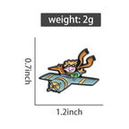 Cartoon Boy & Fox Plane Airplane Pilot Enamel Pins Fairy Tale Characters Brooches Bags Lapel Badge Jewelry Gift for Kids Friends