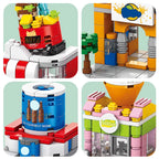 Mini ABS Self-Locking Bricks Street View Blocks Panda Coffee Ice Cream Flower Shop DIY Toy for Kids Girls Birthday Gift