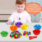 Kids Sorting Counting Toys Rainbow Color Classification Bowls Set