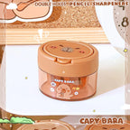 Cute Capybara Cartoon Flip-Top Dual Hole Sharpener for Kids Mini Portable Compact Pencil Sharpener School Supplies Learning Tool