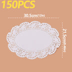 150Pcs Kitchen Fried Food Special Flower Bottom Paper Oil-absorbing Paper Baking Cake Pizza Snack Round Household Lace Paper Pad