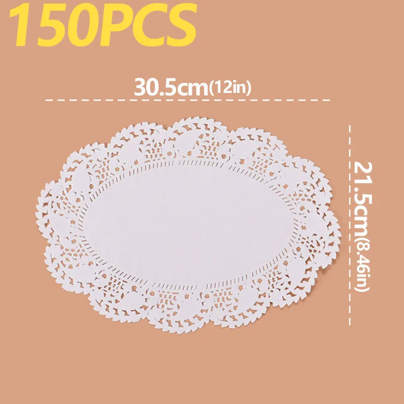 150Pcs Kitchen Fried Food Special Flower Bottom Paper Oil-absorbing Paper Baking Cake Pizza Snack Round Household Lace Paper Pad