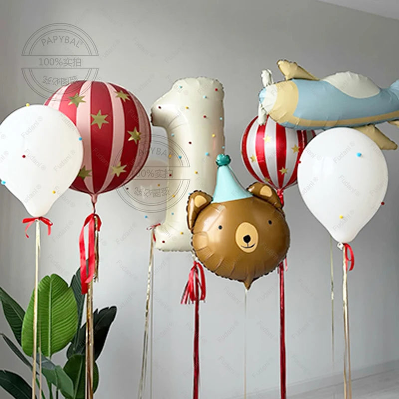 63pcs Unicorn Theme Balloon Set Cream White Number 1-9 Balloons for Birthday Party Room Decoration Balloon Supplies
