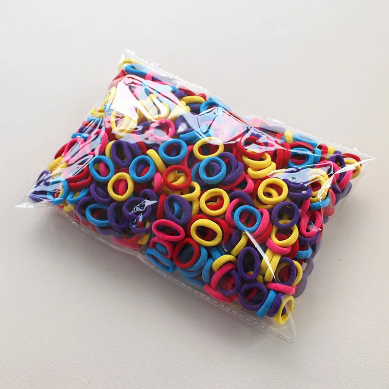 100/300/500Pcs Hair Bands for Children Colorful Nylon Scrunchie Hair Ties Rubber Band Kids Elastic Leagues Girl Hair Accessories