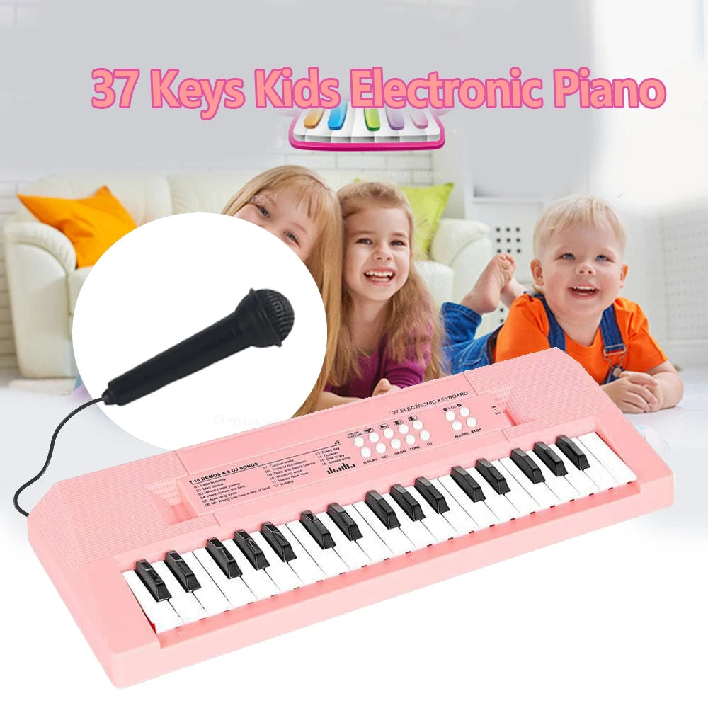 37-Key Kids Electronic Piano Keyboard with Microphone Musical Toy