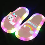 Kids Cartoon Unicorn Slippers Lighted Cute Toddler Shoes