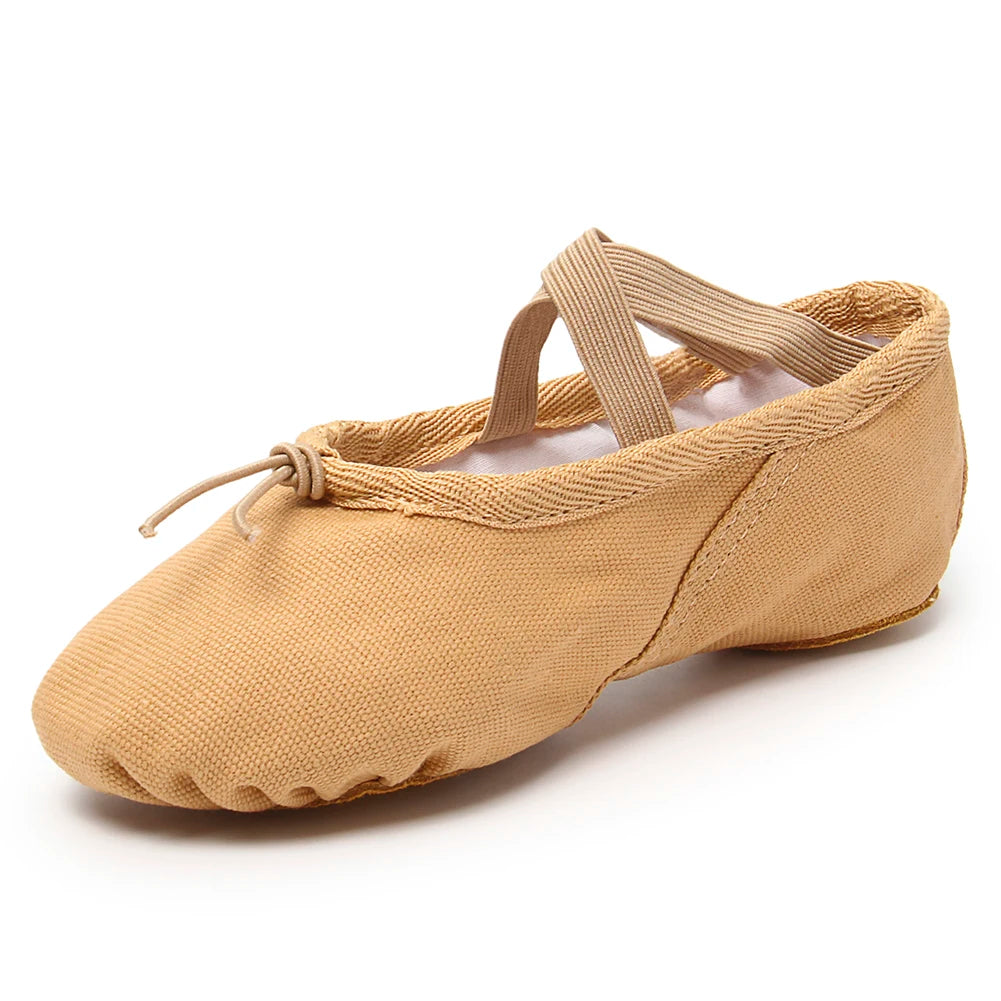 Canvas Ballet Shoes Split Sole Dance Slippers for Kids Adults