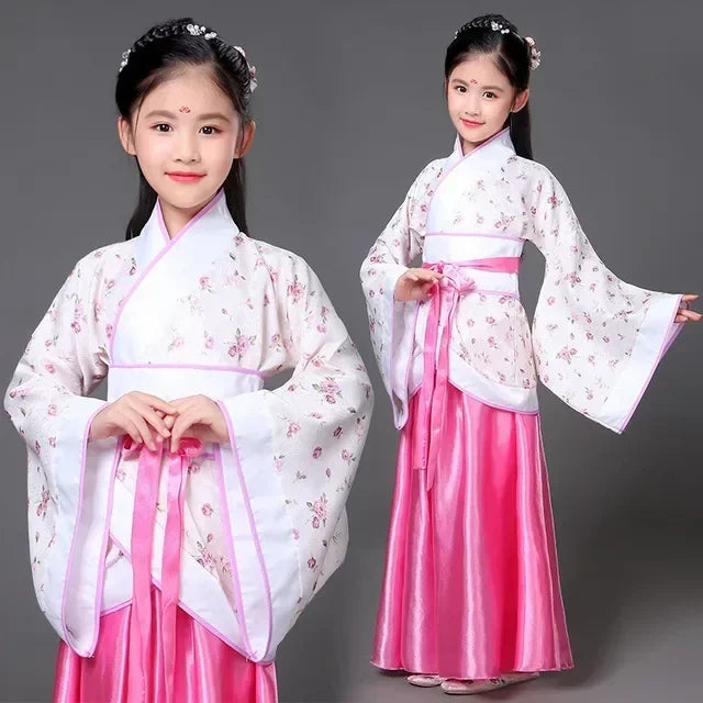 chinese Folk Dance new year clothes traditional hanfu for girls kids dragon dress ancient Stage Carnival costume Clothing skirt