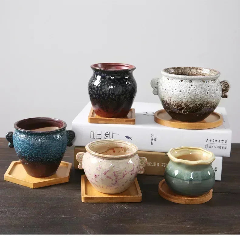 Multi Bamboo Tray Wood Saucer Flower Pot Tray Cup Pad Coaster Plate Kitchen Decorative Plate Creative Coaster Coffee Cup Mat