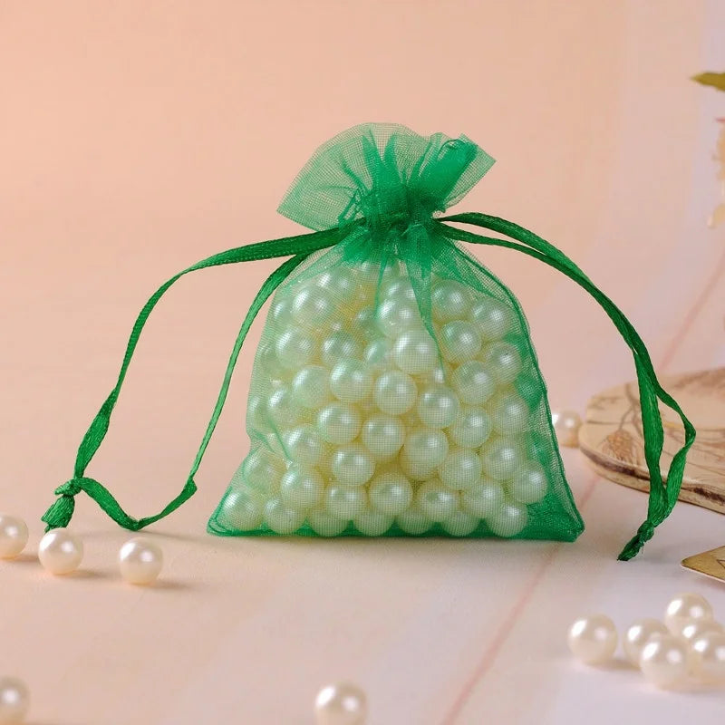 100pcs 7x9cm 10x12cm Colorful Organza Bag Packing Bag Sachet Organza Gift Bags For Jewelry Wedding Party Decor Drawstring Pouche