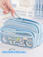 Clear Transparent Pencil Case, Large Capacity Multifunctional Stationery Storage Bag for School Students, Durable & Convenient