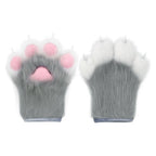 Furry Faux Fur Fox Cat Paws Gloves Animal Fursuit Mittens Halloween Christmas Cosplay Costume Props