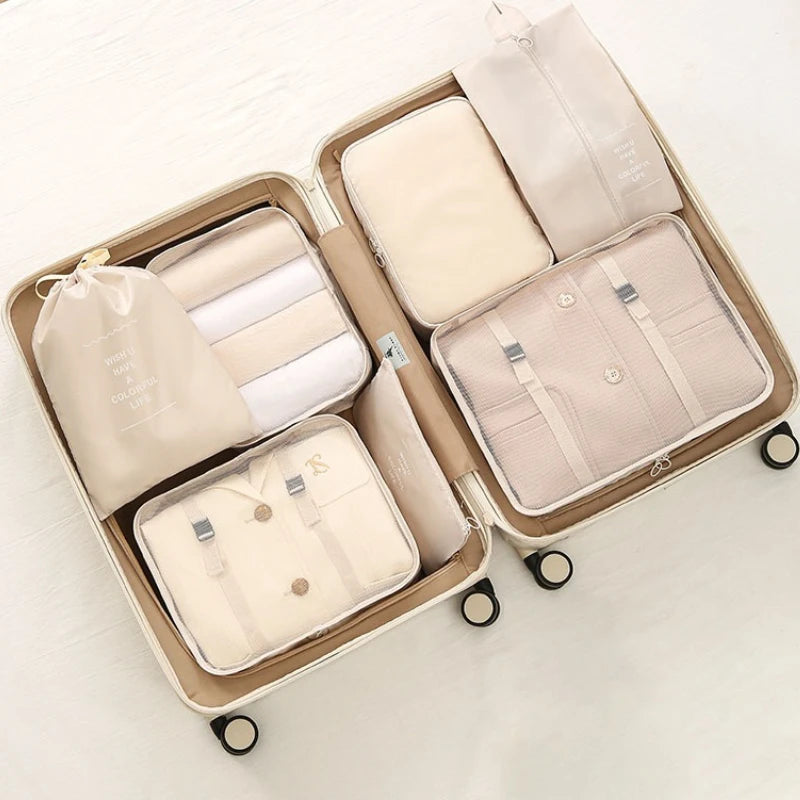 7Pcs/set Travel Storage Bag Set Travel Luggage Organizer Bags Toiletry Shoe Clothing Underwear Sorting Bag