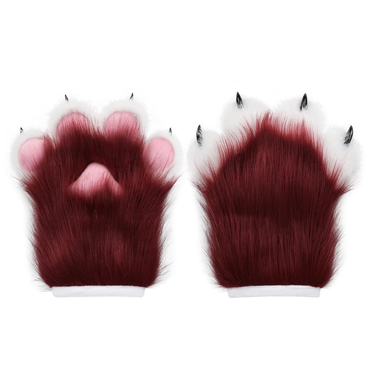 Furry Faux Fur Fox Cat Paws Gloves Animal Fursuit Mittens Halloween Christmas Cosplay Costume Props