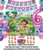 Cartoon-Dora-The-Explorer Theme Kids Birthday Party Digital Balloon Banner Background Cake Topper Decoration Supplies Baby Gifts