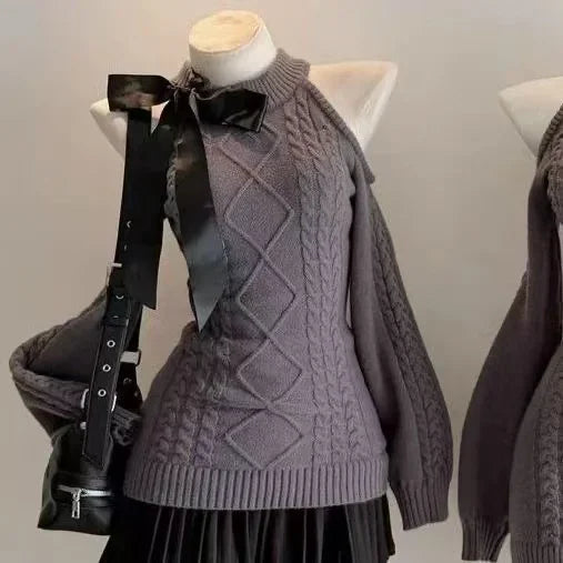 Preppy Style Sweet Knitted Sweater 2000s Aesthetic Gyaru Chic Korean Y2k Jumper Sweater Long Sleeve Coquette Knitwears