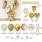 40 pieces new jungle retro animal balloons for kids birthday number 12345  party decoration set with digital columns Tiger Lion