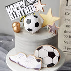Football Boy Cake Topper Soccer Player Doll Decor for Birthday Party Sports Theme Childrens Celebration Supplies Cupcake Decor