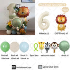 45pcs Lion Giraffe Balloon Cream White Number Birthday Balloon Set Jungle Animal Theme Birthday Party Decoration Suprise Gift