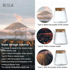 2/1 Pcs Hydroponic Plants Glass Flower Pots Home Decoration Transparent Small Vase Plant Pots With Base Tray Garden Accessories
