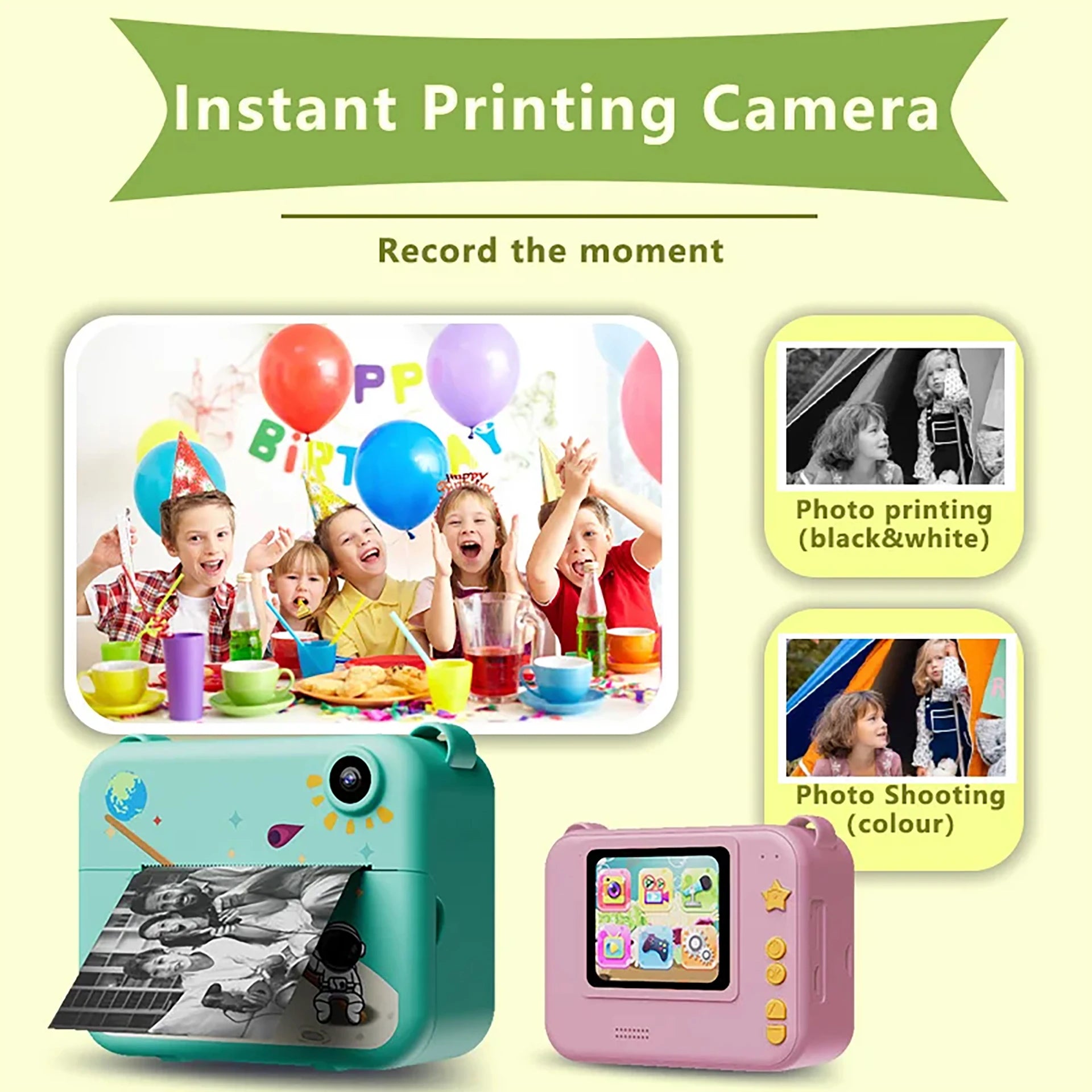 Kids Camera Digital Children Camera 1080P HD Mini Thermal Printer Video Recorder with Instant Print Photo Festive Gift for Kids