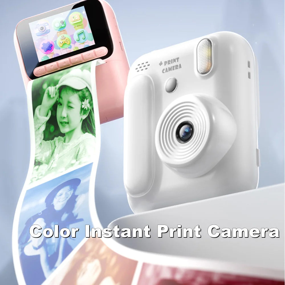 Kids Instant Camera Color Printing Camera 32GB 1080P Thermal Print Toys Camera Print Photo Video Games Music Children Gift