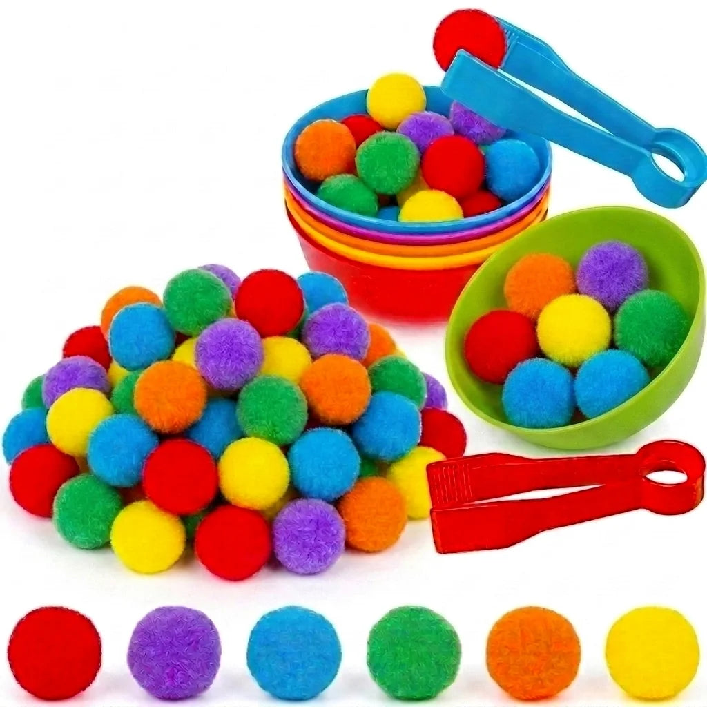 Kids Sorting Counting Toys Rainbow Color Classification Bowls Set