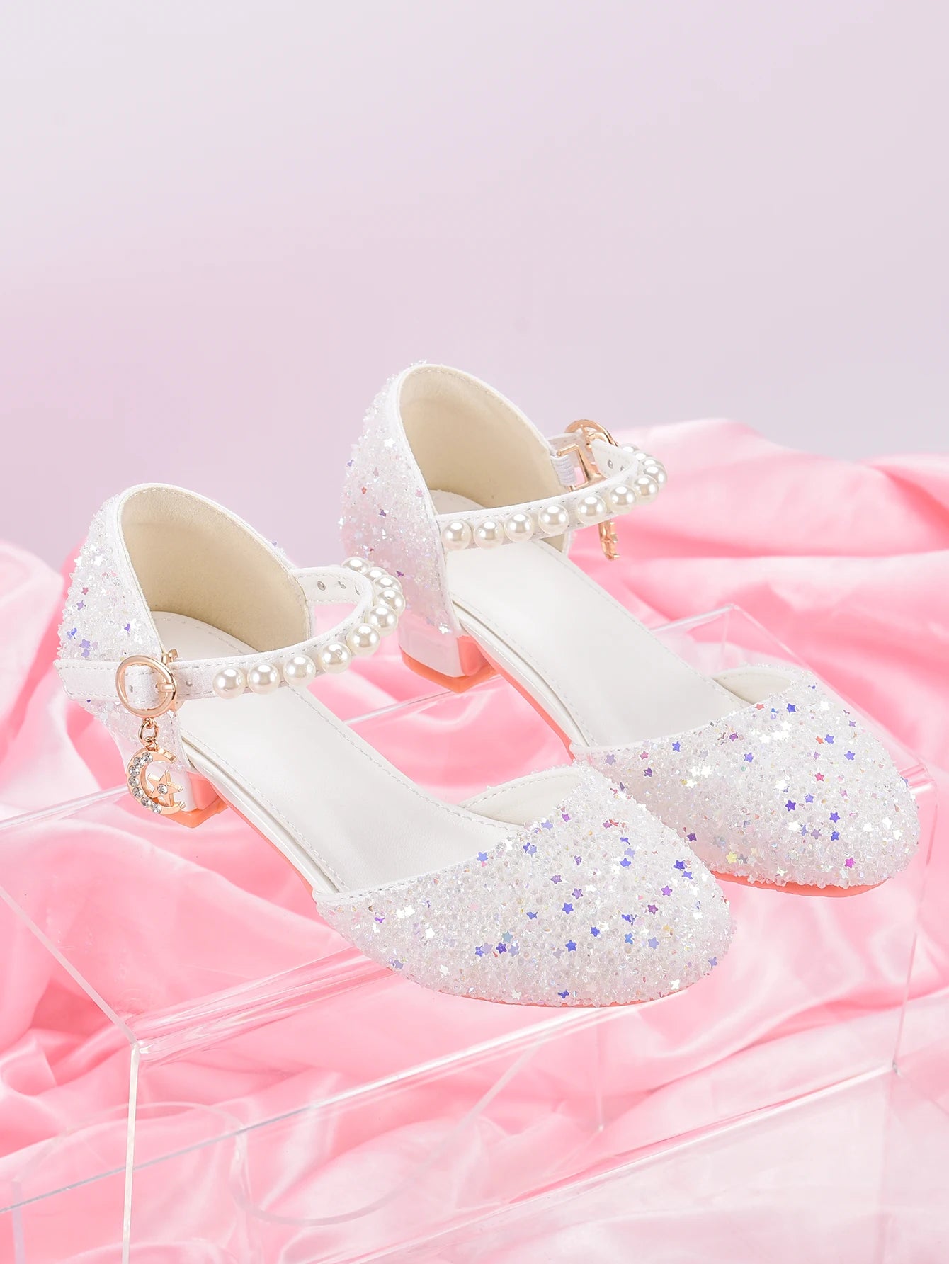 Girls Princess Party Heels Shiny Star Dress Shoes for Kids