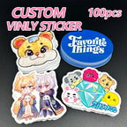 100pcs Custom Stickers Labels With Logo NameText Waterproof glossy film Die Cut Vinyl Personalized For Business logo