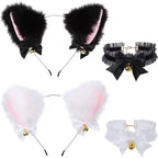 Beautiful Masquerade Halloween Cat Ears Cosplay Cat Ear Party Costume Bow Tie Bell Headwear Headband Hair Accessories