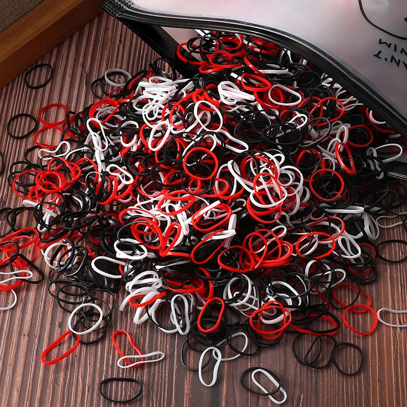 1000 Pcs/Bag Small Clear Rubber Band Black Holder Hair Ties Gum White Colorful Elastic Hair Band For Kid Girls Women Accessories