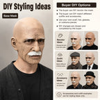 Realistic Full Head Latex Mask with Beard for Men Halloween Costume Party Prop Old Man Cosplay Headgear
