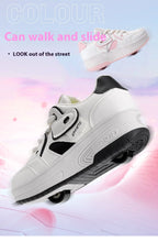 Girls Retractable Roller Shoes Breathable Walking Sneakers