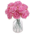20CM 6Pcs Artificial Silk Blue Peony Flowers With Stems Fake Peony Bouquet  for Home Wedding Decoration Office Desks Ornament